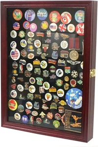 Pin Ribbon Medal Display Case Button Badge Shell Lapel Cherry Holder USA Cabinet - Picture 1 of 9