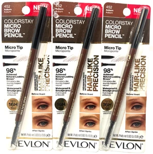 (3) Revlon Colorstay Micro Brow Pencil 0.003 oz Each Sealed 452 - Auburn - Picture 1 of 3
