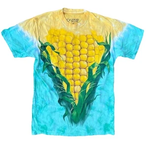 Liquid Blue Corn Graphic Tie-Dye T-Shirt Size M AOP Art Tee Vintage Y2K - Bild 1 von 4