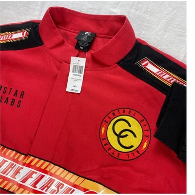 DC Comics The Flash Racing Jacket Mens Medium Red Black Central City Star Labs - Image 1 of 4