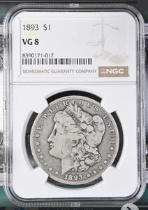 1893 Morgan Silver Dollar NGC VG8 Key Date Tough Date - Picture 1 of 6