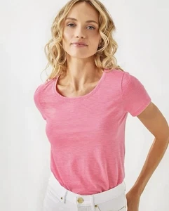 Neu mit Etikett Lilly Pulitzer Etta Damen-T-Shirt U-Ausschnitt Größe XS Rousseau rosa Oberteil - Bild 1 von 11