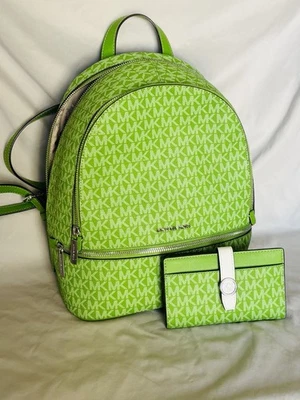 Michael Kors Green Women's Backpack With Matching Wallet - Image 1 of 4