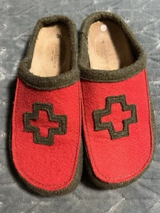 SUNDANCE zoccoli di lana verde rosso slip on donna taglia 36/US 5,5-6 *EUC* - Foto 1 di 18