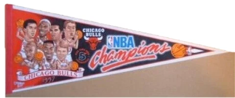1997 Chicago Bulls Pennant Sleeve 5 Time NBA Champions Michael Jordan Cover