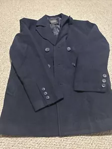 BGSD Mark klassischer zweireihiger Erbsenmantel aus Wollmischung für Herren Größe Large marineblau neu mit Etikett - Bild 1 von 2