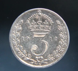 Great Britain,3 Three Pence 1912 silver coin, 0.925 - Picture 1 of 2