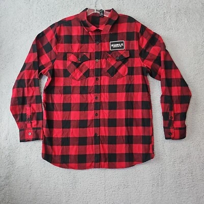 Surley Brewing Co Embroidered Red Buffalo Plaid Flannel Button Down Shirt Mens L - Image 1 of 4