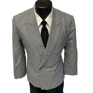 Vtg 50's BESPOKE Gray Sport Coat PIN STRIPE Jacket DB ROCKABILLY Wool Blazer - Picture 1 of 10