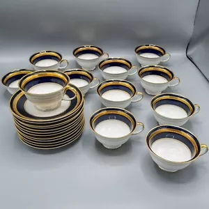 Rosenthal Eminence Cobalt Blue Winifred Cup & Saucers Gold Encrusted - Set of 12 - Picture 1 of 15