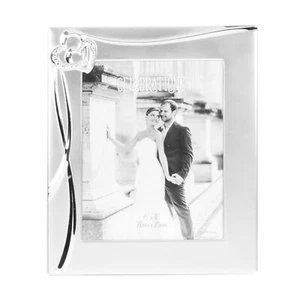 Versilberter Bilderrahmen Hochzeitstag 8"" x 10"" mit Herzen und Kristallen - Bild 1 von 1