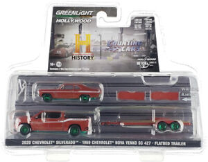 Chase 2020 CHEVY & 1969 NOVA W/TRAILER COUNTING CARS 1/64 GREENLIGHT 31160 C