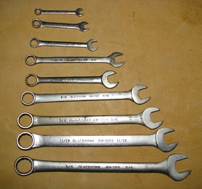 Set of 8 Vintage Blackhawk Alloy Steel USA Combination Wrenches & 1 Armstrong - Image 1 of 4
