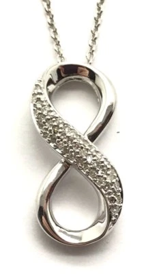 Elegante collar de plata de ley de 1/10 CTW con racimo de diamantes infinito para siempre de 18"" Foto 1 de 4