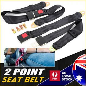 New 2 Point Passenger Universal Seat Lap Sash Belt Kit Strap Buckle Seatbelt - Picture 1 of 11