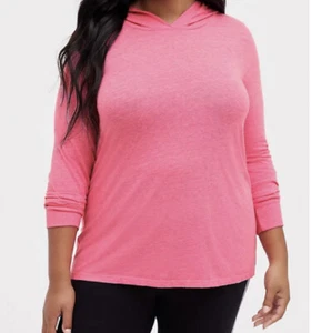 Torrid Women’s Plus Size 3 3X 22-24 Neon Pink Slub Light Hoodie Sweatshirt New - Picture 1 of 9