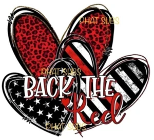 Sublimation Print Back The Red Firefighter Hearts Ready to Press Heat Transfer - Picture 1 of 1