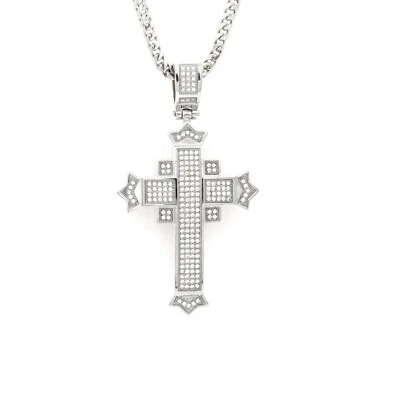 Colgante Cruz Hombre Acero Inoxidable 316 Pavé (Solo Colgante) Foto 1 de 4