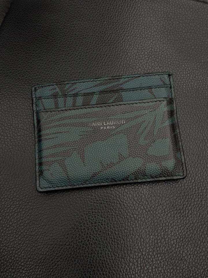 SAINT LAURENT PARIS CARD HOLDER LEATHER GREEN AUTHENTIC - Image 1 of 4