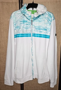 Hugo Boss Green Label giacca uomo full zip sportiva con cappuccio bianco turchese XXL - Foto 1 di 4