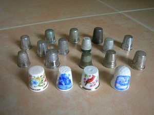 18 vintage Thimbles Porcelain Metal England Germany Spain Japan 7-12 Borden Milk - Picture 1 of 12