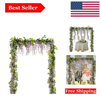 Elegante guirnalda de glicinia púrpura claro - Vid artificial romántica de 28,8 pies para... Foto 1 de 4