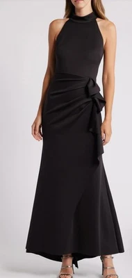 Vestido de buceo NORDSTROM Xscape Evenings tecnología con volantes elástico negro talla 6 nuevo con etiquetas Foto 1 de 4