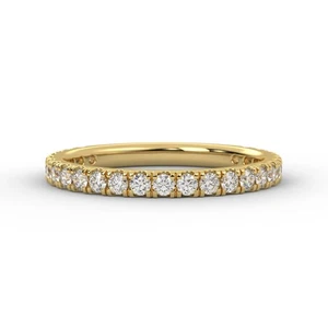 0.30ct Cut  Moissanite Thin Minimalist Wedding Band Ring 14k Yellow Gold Plated - Picture 1 of 8