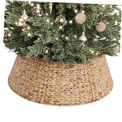  Collar de árbol de Navidad de ratán tejido de 33 pulgadas, elegante jacinto 6 33 pulgadas natural Foto 1 de 4