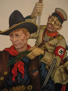 Print 2 Frame A Szyk Dec 7 1941 Cartoon War Propaganda & Holbein Girl Vintage - Picture 1 of 9