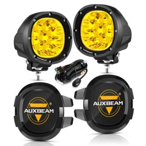 Auxbeam 4" Amber LED Light Bar Fog Pods + Black Shield Cover Truck Pickup SUV - Picture 1 of 12