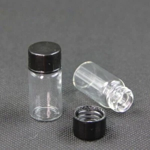 10 botellas contenedores pequeños de vidrio transparente lindo de 3 ml con tapa de rosca negra - Imagen 1 de 11