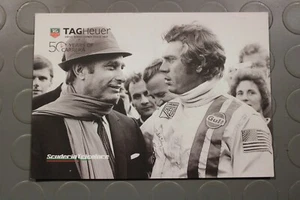 Promotional Advertising Postcard Tag Jack Heuer Steve McQueen 50th Carrera - Picture 1 of 2