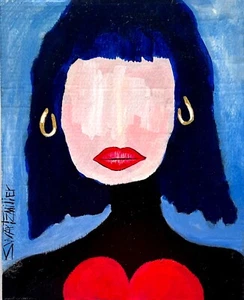gran arte pop colorido único SEXY DAMA RETRATO PINTURA upcycle ADN SWARTZMILLER - Imagen 1 de 17