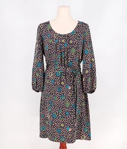 BODEN 100% Silk Tie Belt Polka Dot Print Dress Size 8 - Picture 1 of 6