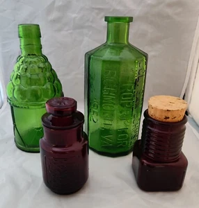 Wheaton Bitters Apothecary Bottles Lot of 4 Ruby Red Green (B10) - Picture 1 of 8
