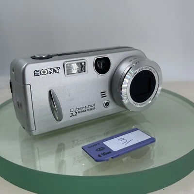Sony Cyber-shot DSC-P52 3.2MP Digital Camera - Silver 16MB Memory Card #677 - Image 1 of 4