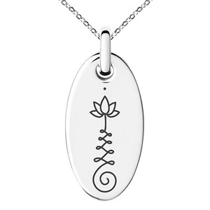 Edelstahl Heiliger Lotus Unalome Hindu Symbol Charm Halskette oder Schlüsselanhänger - Bild 1 von 25