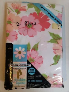 New Old Stock Penneys Fashion Manner Vintage Pillowcases Sealed Pink Flowers - Imagen 1 de 2