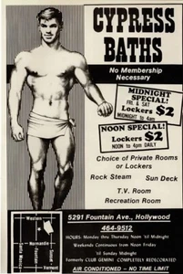 Cypress Baths Hollywood reimpresión de anuncios colección de caballeros gay 4x6 - Imagen 1 de 1
