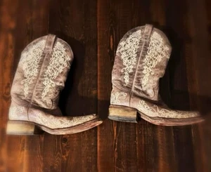CORRAL BRAUN KRATER MIT KNOCHENSTICKEREI COWGIRL STIEFEL - Größe 7 11,5" HOCH - Bild 1 von 15