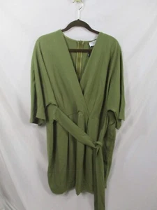 Closet Dress Womens 20 Green Long Sleeve V Neck Short Zip Up Polyester New - Picture 1 of 10