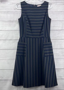 Brooks Brothers Red Fleece A Lined Dress Size 8 Striped Fit And Flare Pleated - Picture 1 of 9