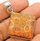Natural Fossil Coral 925 Solid Sterling Silver Pendant Ct1-5