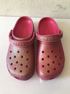 WOMEN'S CROCS DRAGON FRUIT PINK CLASSIC IRIDESCENT GLITTER CLOG SIZE 10 NWT - Picture 1 of 8