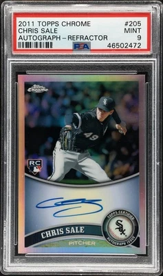 2011 Topps Chrome Chris Sale 新秀亲笔签名折射器 #205 /499 PSA 9 — 第 1/2 张图片