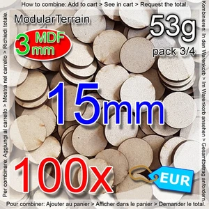 100x 3mm MDF 15mm Round Base Warhammer 40k Infinity Age Of Sigmar Wargame - Bild 1 von 5