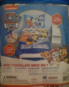 New in sealed packaging Nickelodeon Paw Patrol 4pc Toddler Bedding Bed Set - Picture 1 of 3