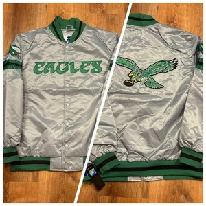 Philadelphia Eagles Starter Satin Jacke Herren XL Neu mit Etikett Silber Kelly Green NFL - Bild 1 von 8