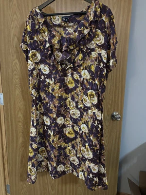 Lands End Womens Size 16 Dress Purple Floral -- No Belt or Slip — 第 1/4 张图片